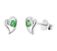 trendor Schmuck Damen Ohrringe 925 Silber Ohrstecker Herz Grün 21404-11