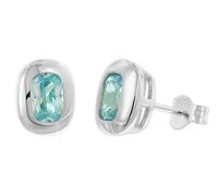trendor Schmuck Damen-Ohrringe 925 Silber Ohrstecker Zirkonia Aquamarinblau 21440-02