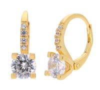 trendor Schmuck Damen-Ohrringe 925 Silber Vergoldet Creolen Zirkonia Weiß 21356-01