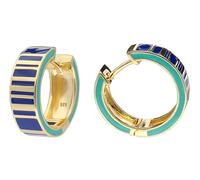 trendor Schmuck Damen Ohrringe 925 Silber Vergoldet Emaillierte Klapp-Creolen 41663