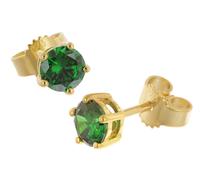 trendor Schmuck Damen Ohrringe 925 Silber Vergoldet Ohrstecker Grün 68738