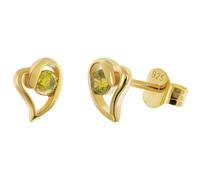 trendor Schmuck Damen Ohrringe 925 Silber Vergoldet Ohrstecker Zirkonia Oliv 21412-1
