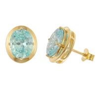 trendor Schmuck Damen-Ohrringe 925 Silber Vergoldet Zirkonia Aquamarinblau 21346-02