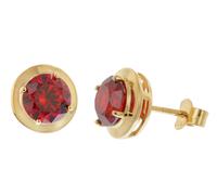 trendor Schmuck Damen-Ohrringe 925 Silber Vergoldet Zirkonia Granat-Rot 21334-16