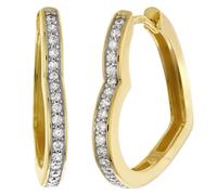 trendor Schmuck Damen-Ohrringe 925 Silber Vergoldet Zirkonia Herz-Creolen 68830