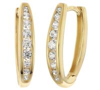 trendor Schmuck Damen-Ohrringe 925 Silber Vergoldet Zirkonia Klapp-Creolen 28039