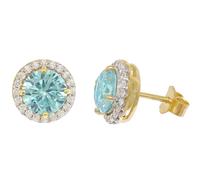 trendor Schmuck Damen-Ohrringe 925 Silber Vergoldet Zirkonia Swiss Blau 21322-03