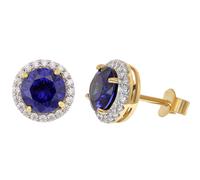 trendor Schmuck Damen-Ohrringe 925 Silber Vergoldet Zirkonia Tanzanitblau 21322-06