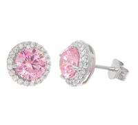 trendor Schmuck Damen-Ohrringe 925 Silber Zirkonia-Ohrstecker Pink 21318-09