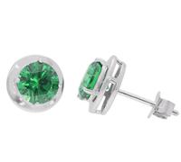 trendor Schmuck Damen-Ohrringe 925 Silber Zirkonia-Ohrstecker Smaragdgrün 21362-11