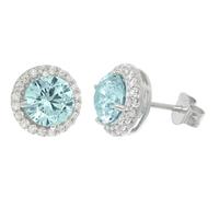 trendor Schmuck Damen-Ohrringe 925 Silber Zirkonia-Ohrstecker Swiss Blau 21318-03