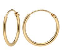 trendor Schmuck Damen-Ohrringe Gold 585 / 14K Creolen Breite 1,3 mm Ø 15 mm 15171