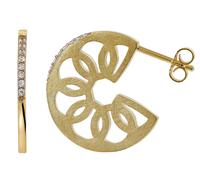 trendor Schmuck Damen-Ohrringe Ohrstecker Scheibe 925 Silber Vergoldet Zirkonia 2171