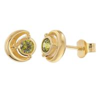 trendor Schmuck Damen Ohrringe Silber Vergoldet Zirkonia-Stecker Olivgrün 21430-19