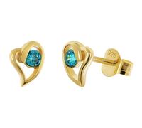 trendor Schmuck Damen Ohrstecker 925 Silber Vergoldet Herz London-Blau 21412-04