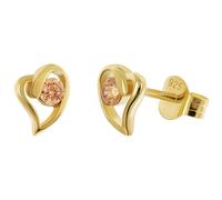 trendor Schmuck Damen Ohrstecker 925 Silber Vergoldet Herz Orange 21412-10