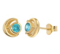 trendor Schmuck Damen Ohrstecker 925 Silber Vergoldet Zirkonia London-Blau 21430-04