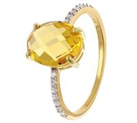 trendor Schmuck Damenring 925 Silber Vergoldet Mit Synthetischem Citrin 68902