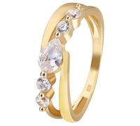 trendor Schmuck Damenring 925 Silber Vergoldet Zirkoniaring 28514