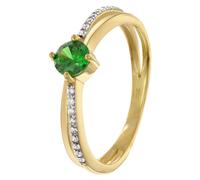 trendor Schmuck Damenring Gold 333/8K mit synthetischem Smaragd und Zirkonias 68842