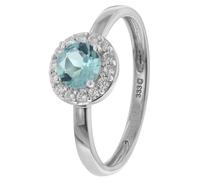 trendor Schmuck Damenring Weißgold 333 mit Blautopas 41354