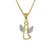 trendor Schmuck Engel-Anhänger mit Zirkonia Gold 333 + vergoldete Silberkette 75558