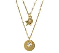 trendor Schmuck Halskette mit Anhängern 925 Silber Goldplattiert Zweireihig 08995