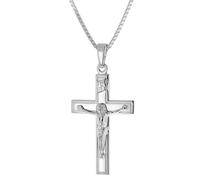 trendor Schmuck Halskette mit Kruzifix Kreuz-Anhänger 925 Silber 41402