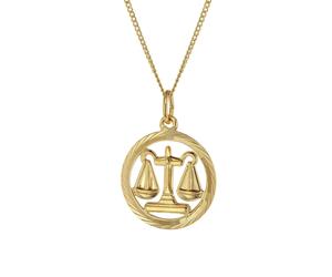 trendor Schmuck Halskette mit Waage Sternzeichen-Anhänger 333 Gold Ø 16 mm 41980-10