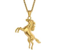 trendor Schmuck Herren-Halskette Pferd Gold auf Edelstahl 75886