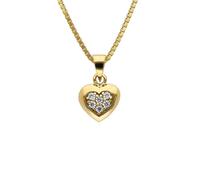 trendor Schmuck Herz-Anhänger Gold 333 mit Zirkonia + vergoldete Silberkette 41552
