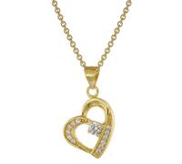 trendor Schmuck Herz-Anhänger mit Halskette für Damen Gold auf Silber Zirkonia 75847