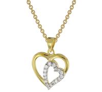 trendor Schmuck 51830 Herz-Anhänger mit Zirkonia Gold 585 mit goldplattierter Kette, 40 cm