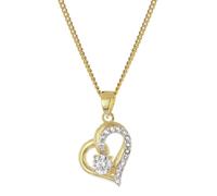 trendor Schmuck Herz Gold-Anhänger 333 mit Zirkonia an vergoldeter Silberkette 21197