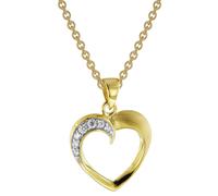 trendor Herz mit Zirkonia Gold 585 Anhänger mit goldplattierter Kette 51838-38 38 cm
