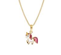 trendor Schmuck Kinder-Anhänger Gold 333 Einhorn mit goldplattierter Silberkette 684