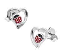 trendor Schmuck Kinder-Ohrringe Silber 925 Ohrstecker Herz/Marienkäfer 41639