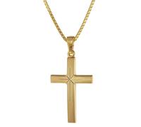 trendor 75278 Kreuz 24 mm Gold 333 (8 Karat) an Goldplattierter Silberkette 40 cm