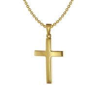 trendor 75543 Kreuz-Anhänger 24 mm Gold 585 + Silberkette goldplattiert 60 cm