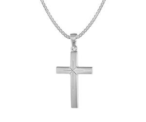trendor Schmuck Kreuz-Anhänger 24 mm Weißgold 585 (14 Karat) mit Silberkette 75283