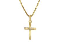 trendor 51954 Kreuz-Anhänger für Kinder Gold 585 mit Vergoldeter Silberkette