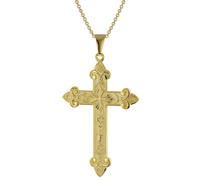 trendor 15762 Kreuz-Anhänger Gold 333/8K mit vergoldeter Silber-Herrenkette 50 cm