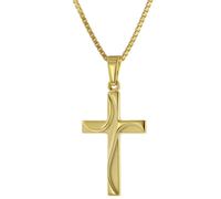 trendor 51943 Kreuz-Anhänger Gold 585 (14Kt) mit Vergoldeter Silberkette 42 cm