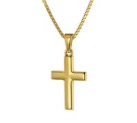 trendor Kreuz für Kinder 18 mm Gold 333/8 K + vergoldeter Silberkette für Jungen und Mädchen, Halskette mit Kreuz-Anhänger, Geschenkidee 75421-38 38 cm
