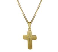 trendor Kreuz für Kinder Gold 333 mit goldplattierter Silberkette Kinder-Schmuck, Kreuzanhänger aus Echtgold für Jungen und Mädchen, Geschenkidee, 48610