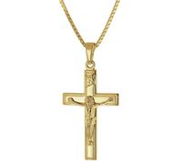 trendor Schmuck Kruzifix 14 Karat Gold 585 mit goldplattierter Silberkette 41416