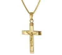 trendor Schmuck 39055 Kruzifix-Anhänger 22 mm Gold 333 mit goldplattierter Damen-Kette, 45 cm