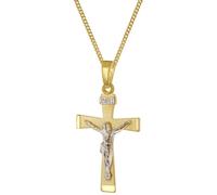 trendor Schmuck Kruzifix-Anhänger 22 mm mit Kette 925 Silber vergoldet 28744