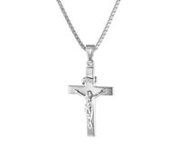 trendor Schmuck Kruzifix-Anhänger 24 mm Weißgold 585 / 14 Karat mit Silberkette 7542