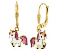 trendor 68484 Mädchen-Ohrringe Gold 333/8K Ohrhänger mit Einhorn